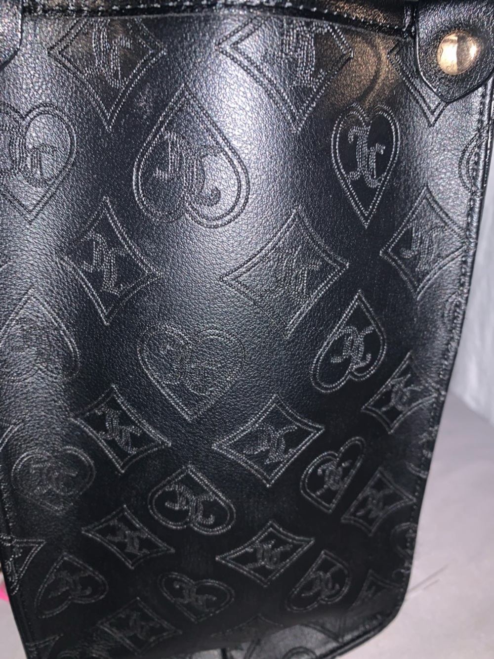 🆕-Juicy Couture LIQUORICE Embossed Tote & Gold Charm WRISTLET Set - Picture 4 of 14